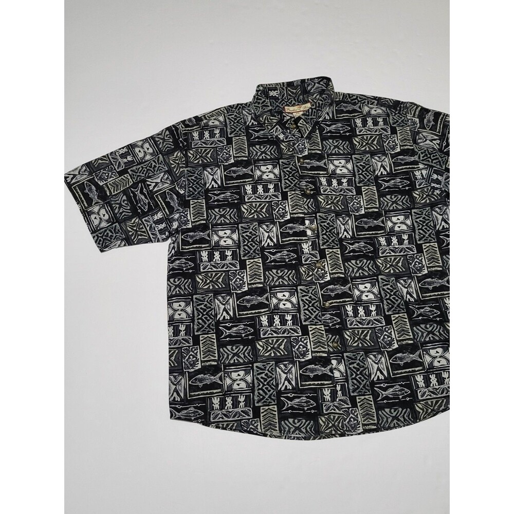 (#4) Paradise Blue Men’s Button Down Shirt Size MEN'S XXL Silk Hawaiian